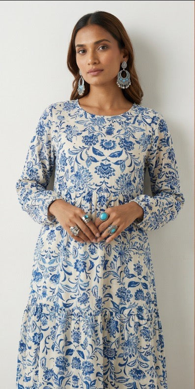 Indigo Bloom Maxi Dress